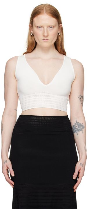 Victoria Beckham Camisole blanche à col en V modifié
