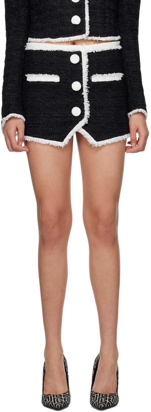 Balmain Black Fringed Miniskirt