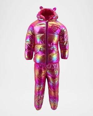 Girl's Rainbow Metallic Two-Piece Snow Set, Size 2-10