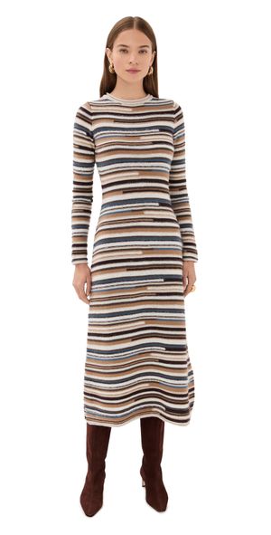 Veronica Beard Sanders Knit Dress Dark Acorn Multi S