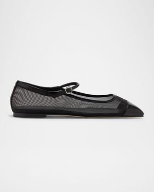 Uma Mesh Mary Jane Ballerina Flats