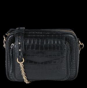 Claris Virot - Sac bandoulière en cuir embossé croco - Taille Unique - Noir