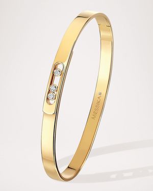 MOVE NOA 18K YELLOW GOLD 3-DIAMOND BANGLE, SIZE M