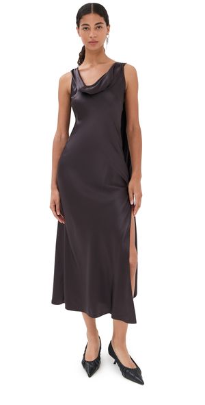 Acne Studios Silk Satin Tunic Dress Graphite Grey 40