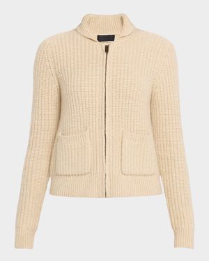 Wool Ribbed Zip Cardigan