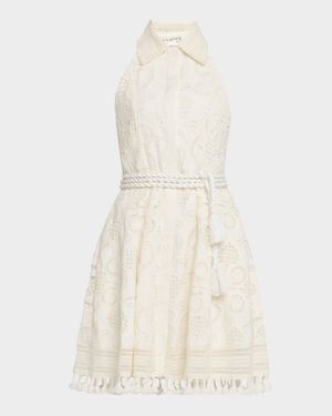 Lucy Eyelet Halter Mini Shirtdress