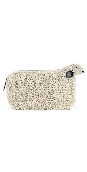 STAUD Dolly Beaded Clutch Ivory One Size