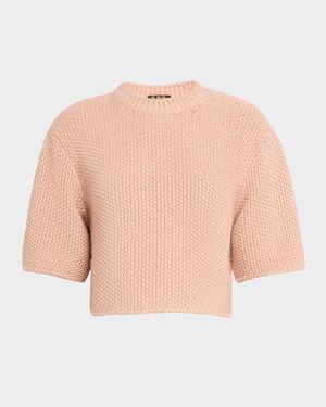 Boccioleto Cashmere-Silk Crewneck Crop Sweater