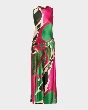 UJ x Lee Krasner Gaea Abstract Silk Slip Dress