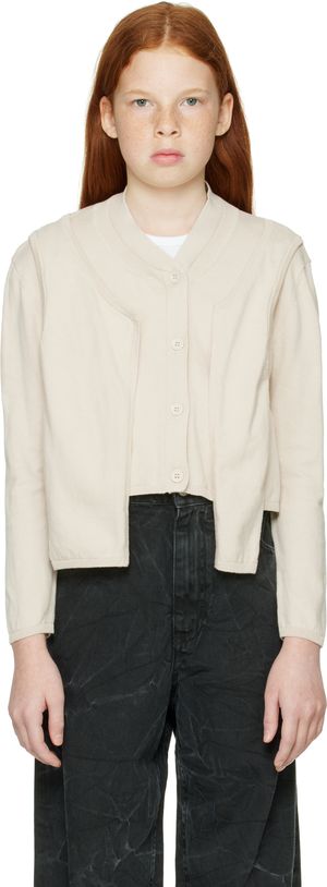MM6 Maison Margiela Kids Beige Layered Cardigan