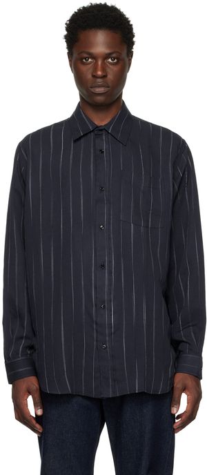 Schnayderman's Chemise Non-Binary bleu marine à rayures