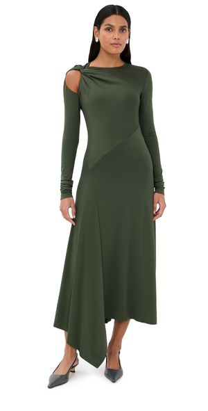 Victoria Beckham Twist Armhole Detail Midi Dress Oregano 10