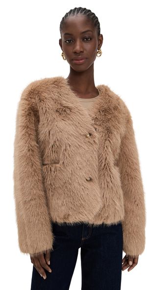 ESSENTIEL ANTWERP Faux Fur Jacket Sad Beige 36