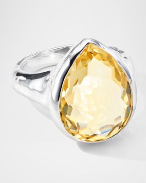 Rock Candy Medium Honey Citrine Teardrop Ring in Sterling Silver