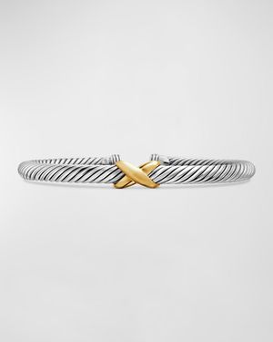 Cable Bracelet in Silver with 14K Gold, 5mm