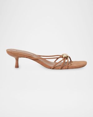 Amaya Strappy Suede Kitten-Heel Sandals