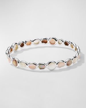Sterling Silver Polished Rock Candy All Over Stone Bangle in Dahlia