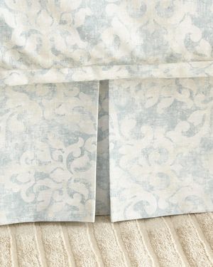 Milan Tailored Bed Skirt Spa Faded Damask Venetian Linen 3/22 x 86