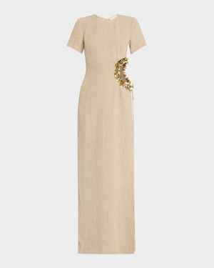 Seaford Cutout Linen Evening Dress