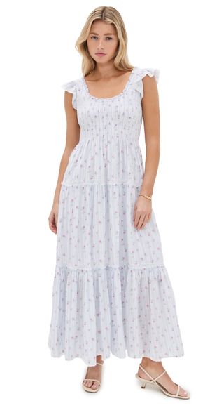 LoveShackFancy Chessie Dress Coastline Blue S