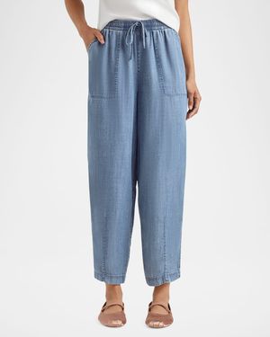 Ryan Indigo Drawstring Barrel-Leg Pants
