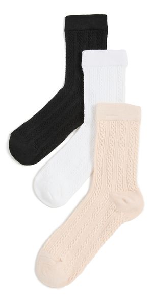 Stems Delicate Knit Socks Black/Ivory/Oat One Size