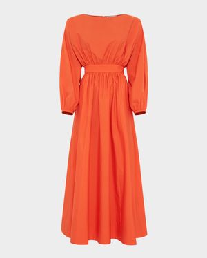 Ahmose Gathered Long-Sleeve Maxi Dress