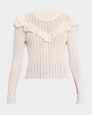 Presla Pointelle Ruffle Sweater