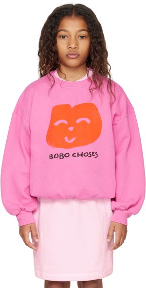 Bobo Choses Kids Pink Joyful Face Sweatshirt
