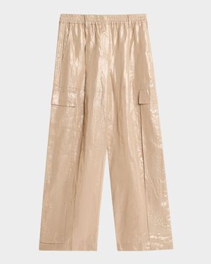 Metallic Cotton Gauze Wide-Leg Explorer Pants