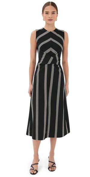 Tanya Taylor Theo Dress Black/Cream XL