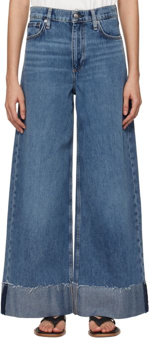 rag & bone Jean ample Sofie bleu à taille haute et à revers roulés