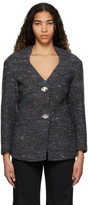 GANNI Gray Fitted Blazer