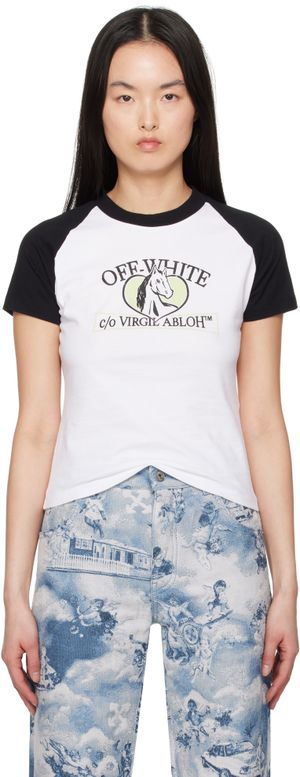 Off-White White & Black Horse Billboard Raglan T-shirt