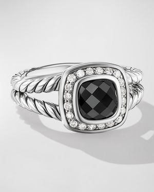 Petite Albion Ring with Gemstone and Diamonds in Silver, 7mm