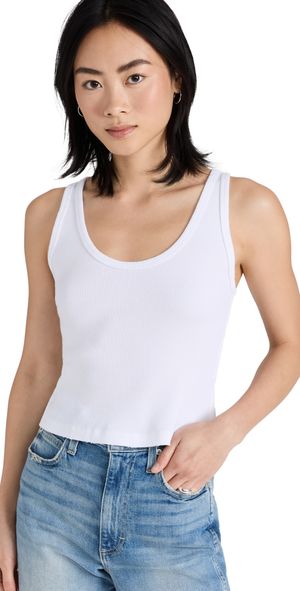 AMO Crop Rib Tank White M