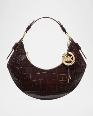 Koa Croc-Embossed Leather Shoulder Bag