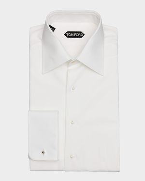 Men's Poplin Piquet French Cuff Dress Shirt