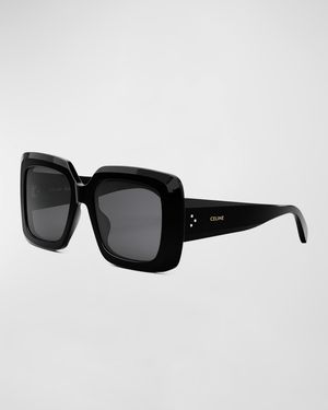 Bold Three-Dot Acetate Square Sunglasses