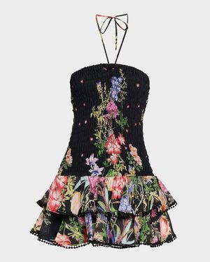 Cusia Smocked Drop-Waist Mini Dress