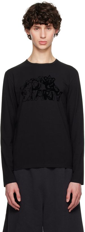 MM6 Maison Margiela T-shirt à manches longues noir à image et texte floqués