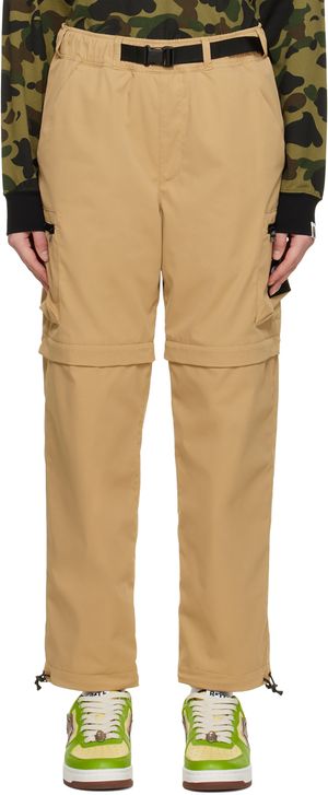 BAPE Pantalon beige à panneaux amovibles