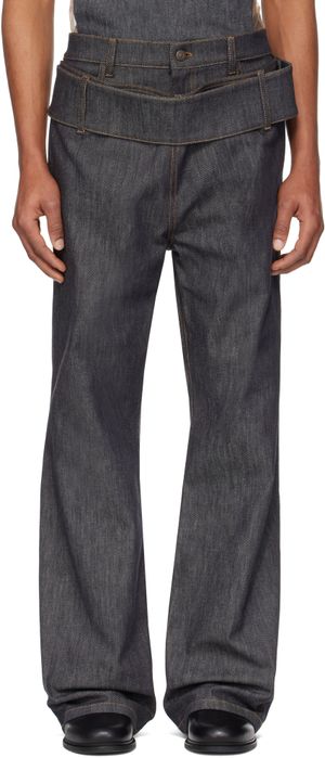 Courrèges Gray Double Belt Denim Jeans