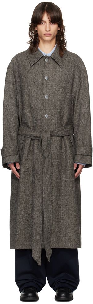 AMI Paris Manteau brun à ceinture