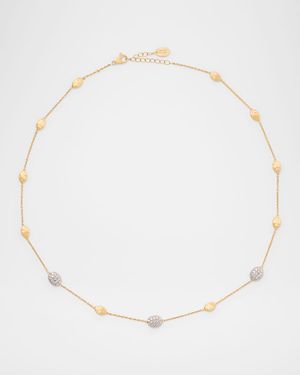 18K Yellow Gold Siviglia Diamond Bean Necklace