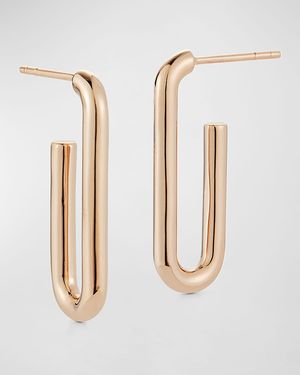 Saxon Rose Gold Plain Elongated Chain Link Earrings