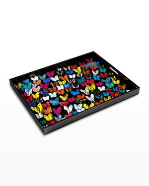 Butterflies in Flight Lacquer & Wood Tray