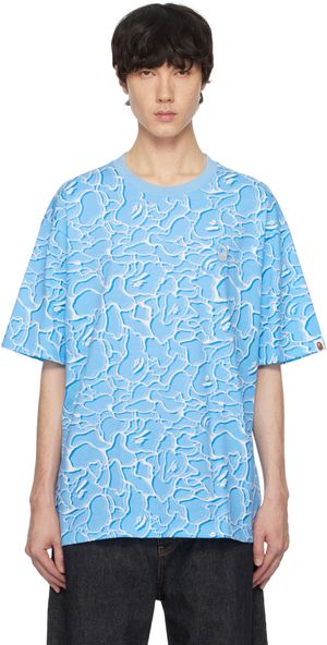 BAPE T-shirt décontracté bleu à motif camouflage ABC Sea Surface