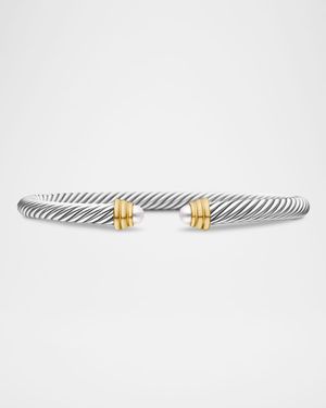 Cable Classics Bracelet with Gemstone in Silver with 18K Gold, 5mm