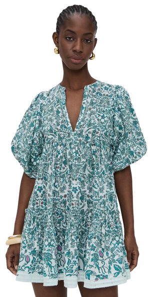 Poupette St Barth Cruz Mini Dress Green Tiare XS